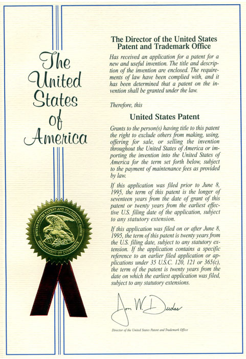 アメリカ特許証明書